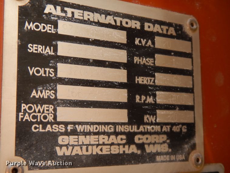 image for item FR9221 1998 Generac 97A06938S  generator