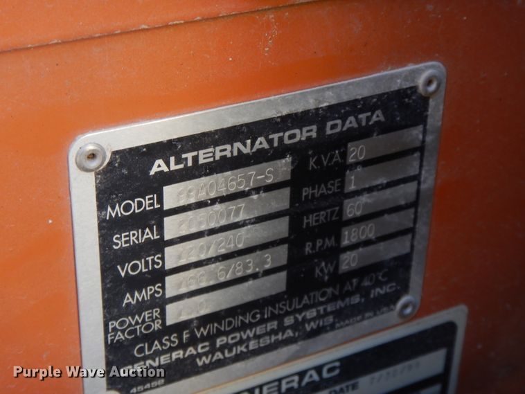 image for item FR9222 1999 Generac 99A04657S  generator