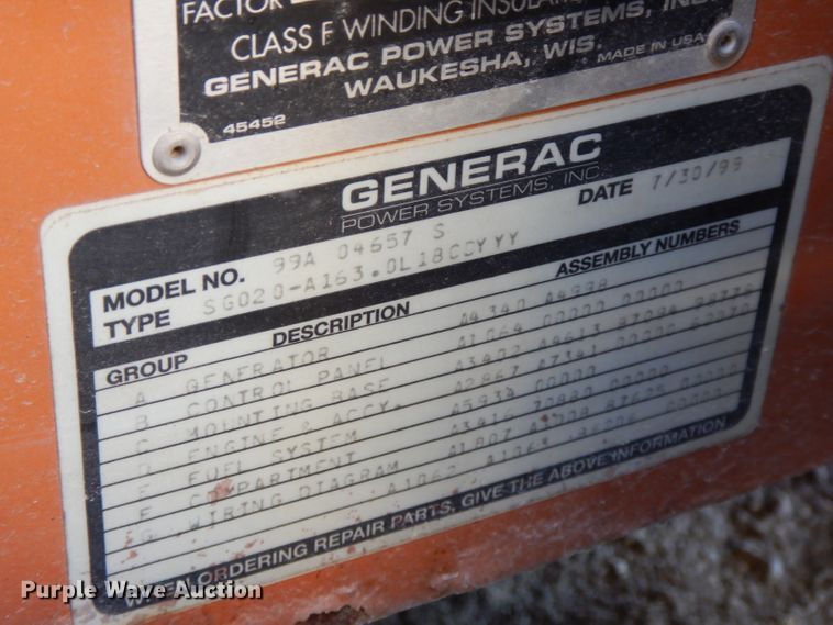 image for item FR9222 1999 Generac 99A04657S  generator
