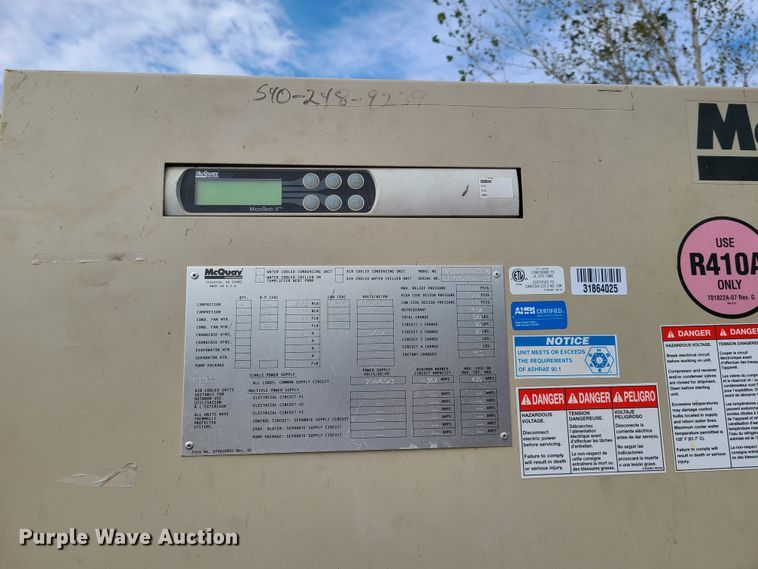 image for item GB9017 Mcquay WGZ10CW12-ER10 water cooled chiller