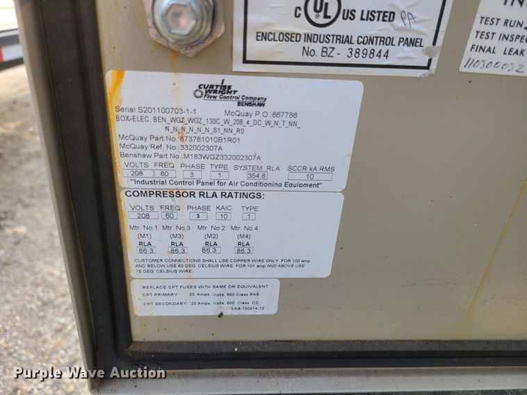 image for item GB9017 Mcquay WGZ10CW12-ER10 water cooled chiller