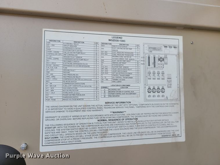 image for item GB9017 Mcquay WGZ10CW12-ER10 water cooled chiller