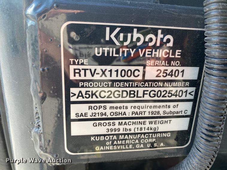 image for item HE9886 2015 Kubota X1100C  utility vehicle