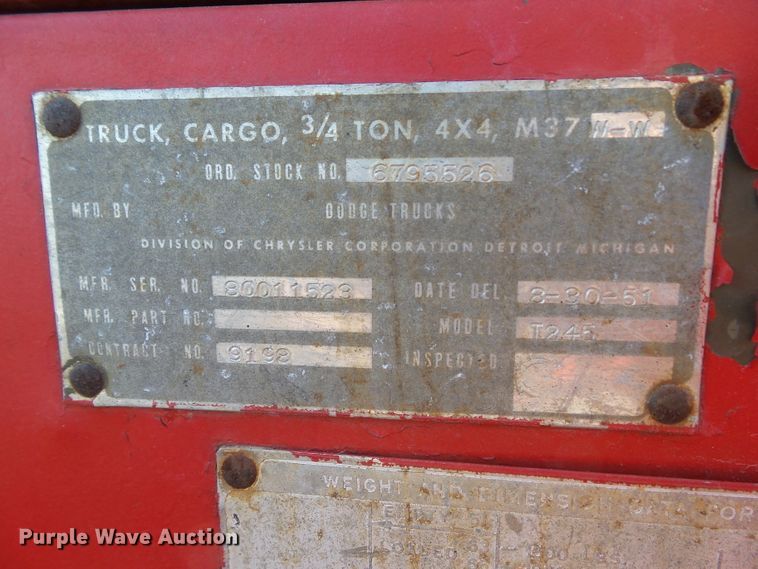 image for item HF9672 1951 Dodge T245 M37  SUV