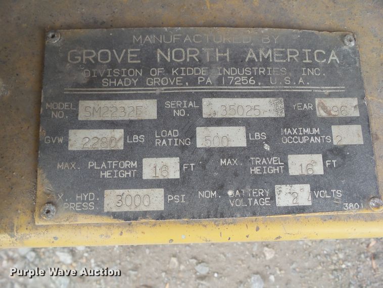 image for item HF9679 1996 Grove SM2232E  scissor lift