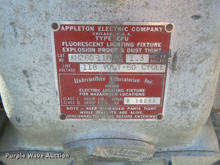 image for item HF9680 Approximately 64 sets of Appleton explosion proof fluorescent light fixtures