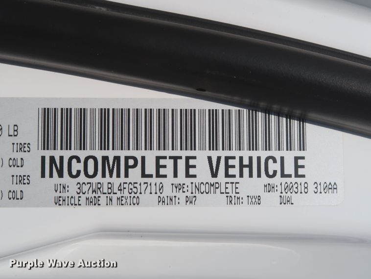 image for item HJ9471 2015 Dodge Ram 4500HD  utility truck