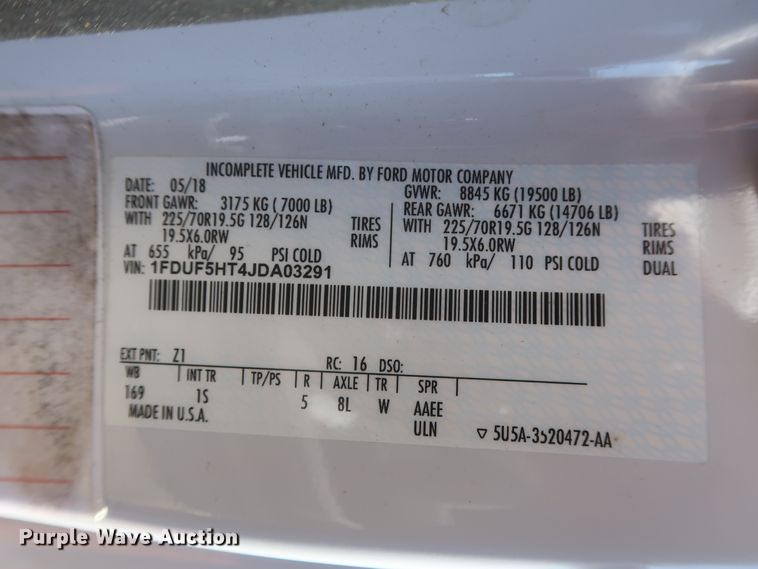 image for item HJ9473 2018 Ford F550 Super Duty XL  utility truck