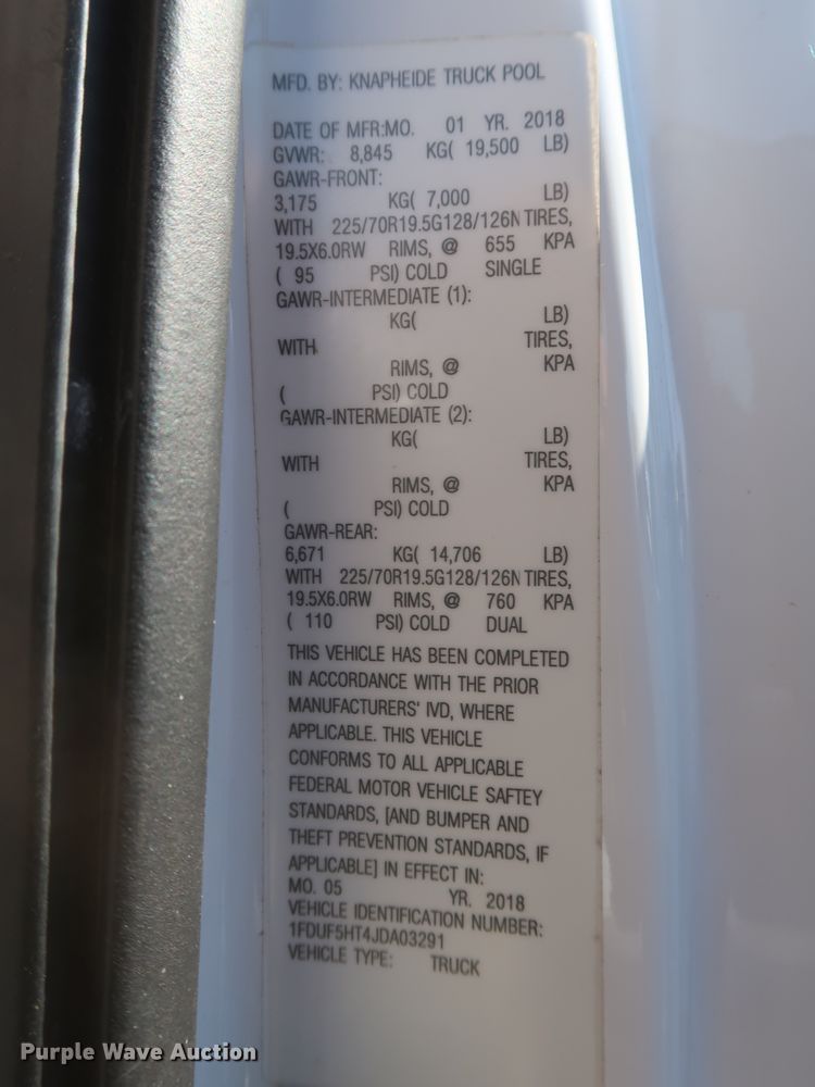 image for item HJ9473 2018 Ford F550 Super Duty XL  utility truck