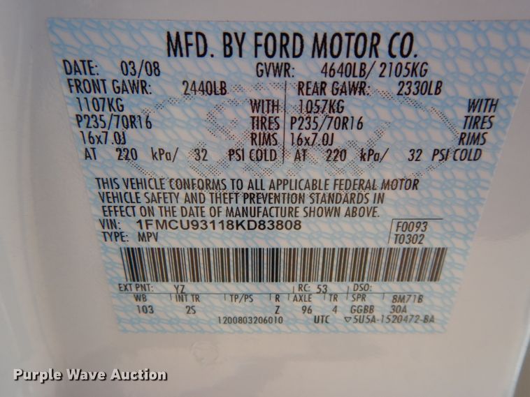 image for item HJ9744 2008 Ford Escape XLT  SUV