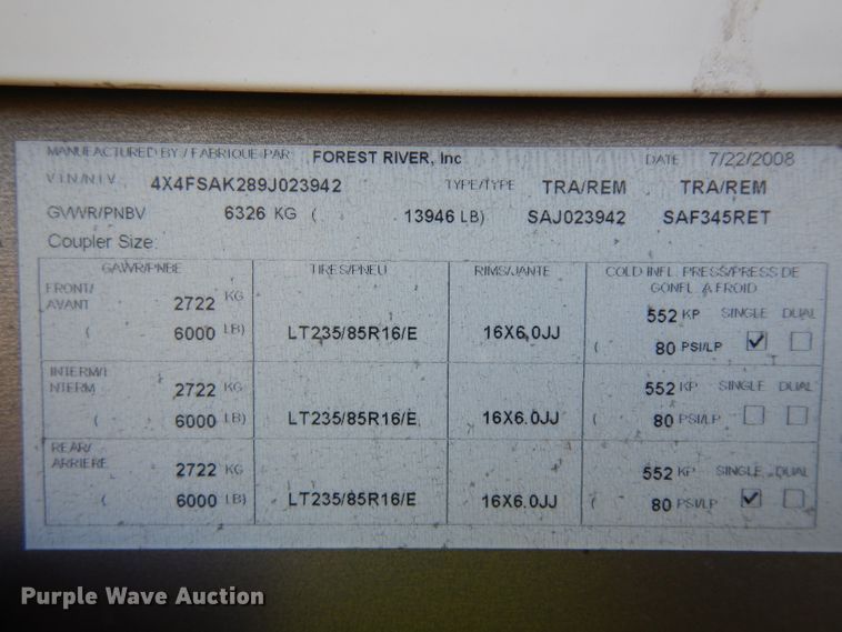 image for item HN9358 2008 Forest River Sandpiper  camper