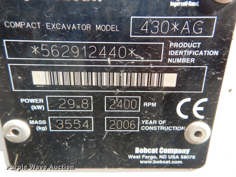 image for item DH5217 2006 Bobcat 430  mini excavator