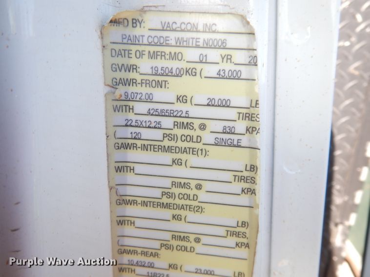 image for item DJ6887 2008 Sterling L-Line  vacuum truck