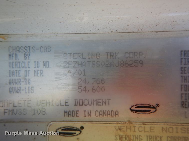 image for item HN9359 2002 Sterling L-Line  flatbed truck