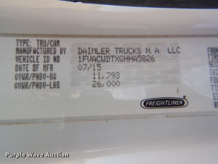 image for item HX9002 2016 Freightliner M2 106  vacuum truck