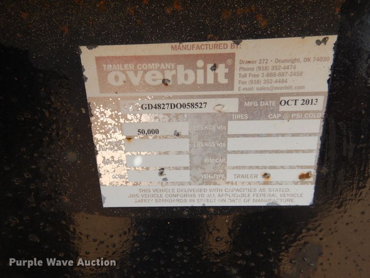 image for item DD0265 2014 Overbuilt drop deck trailer