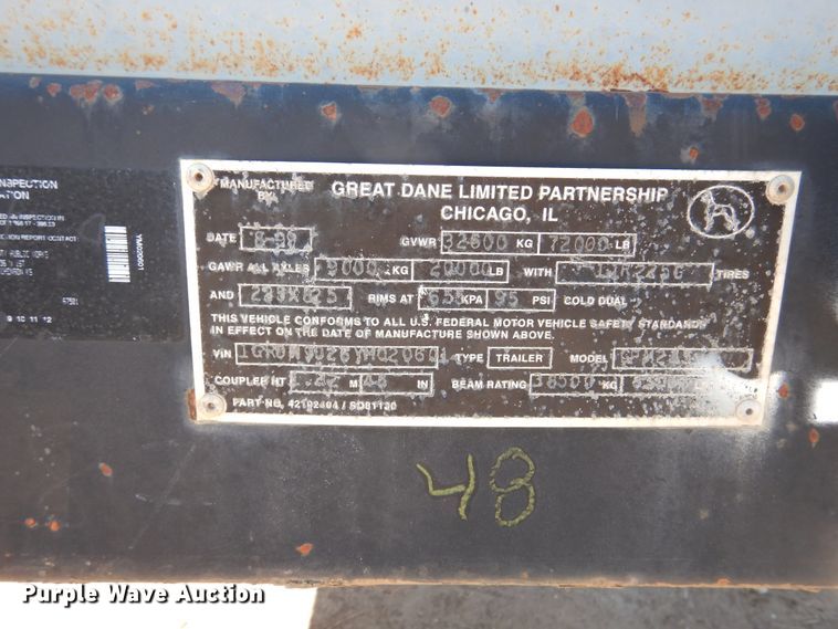 image for item DD0267 2000 Great Dane flatbed trailer