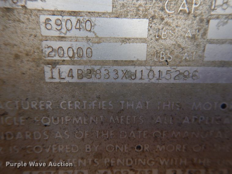 image for item DD0273 1988 Trail King 1827-0-3Axle bottom dump trailer