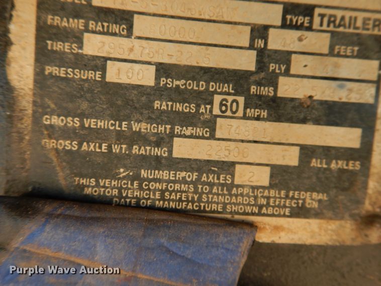 image for item DD0277 1995 Fontaine FTW-5-8048WSAW flatbed trailer