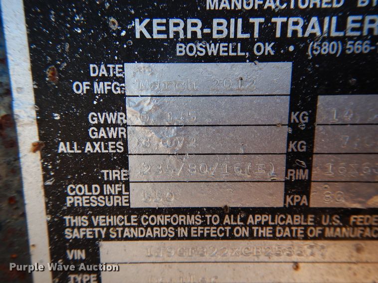 image for item DD0282 2012 John Kerr pipe trailer