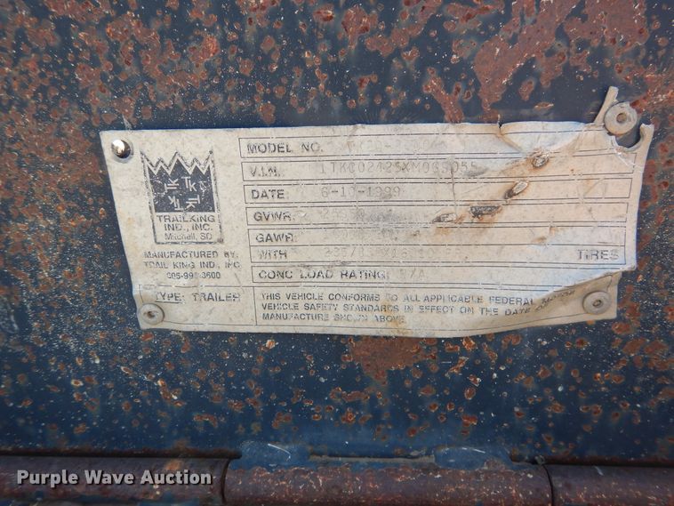 image for item DD0283 2000 Trail King TK20-2400 equipment trailer