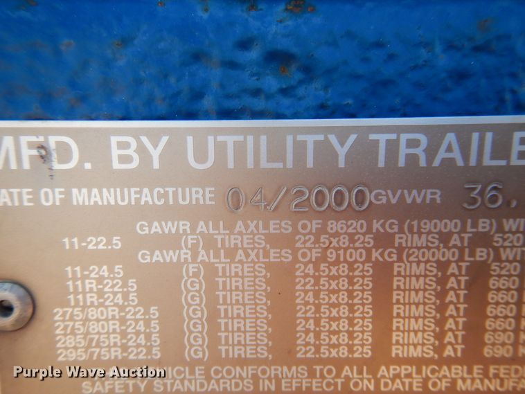 image for item GR9254 2001 Utility Trailer flatbed trailer