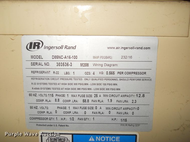 image for item DF4564 Ingersoll Rand 1RN10H-CC-150L  air compressor