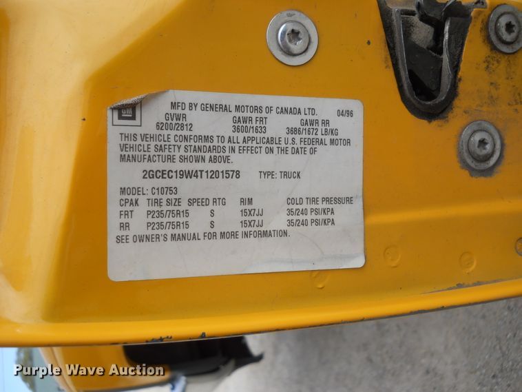 image for item DF4566 1996 Chevrolet C1500  Ext. Cab pickup truck