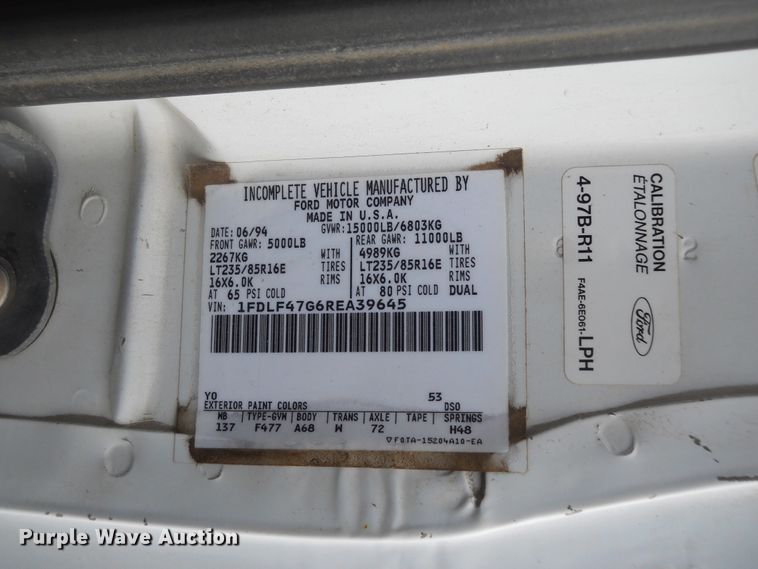 image for item DF4568 1994 Ford F450 Super Duty  dump truck