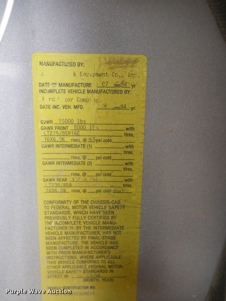 image for item DF4568 1994 Ford F450 Super Duty  dump truck