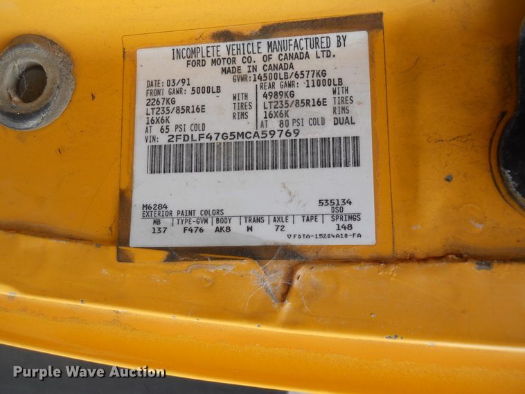 image for item DF4569 1991 Ford F450 Super Duty  dump truck