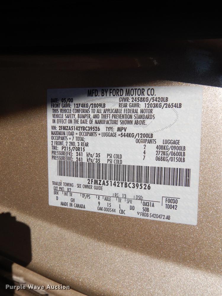 image for item DH0236 2000 Ford Windstar  van
