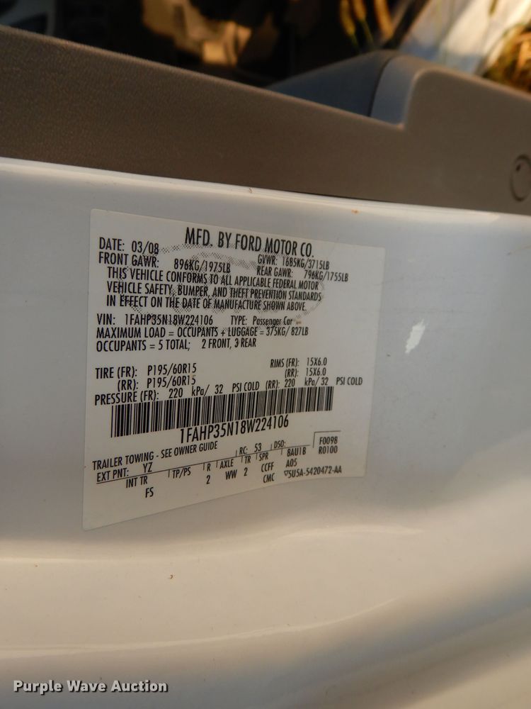 image for item DH3329 2008 Ford Focus