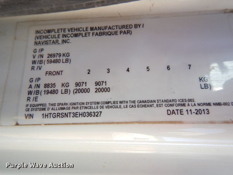 image for item DH6703 2014 International WorkStar 7600 SFA  truck cab and chassis