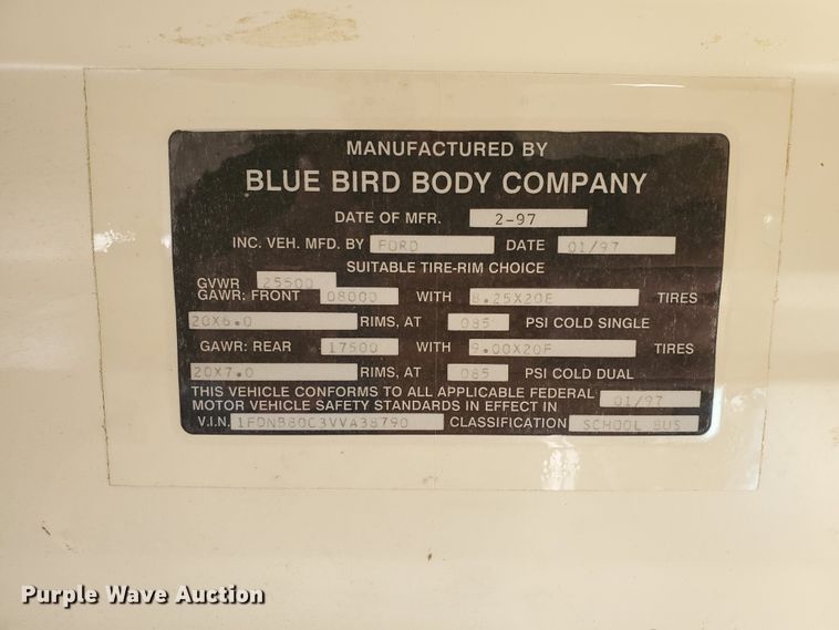 image for item DI5011 1997 Ford B800  school bus