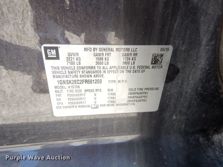 image for item DJ6877 2015 Chevrolet Tahoe Police  SUV