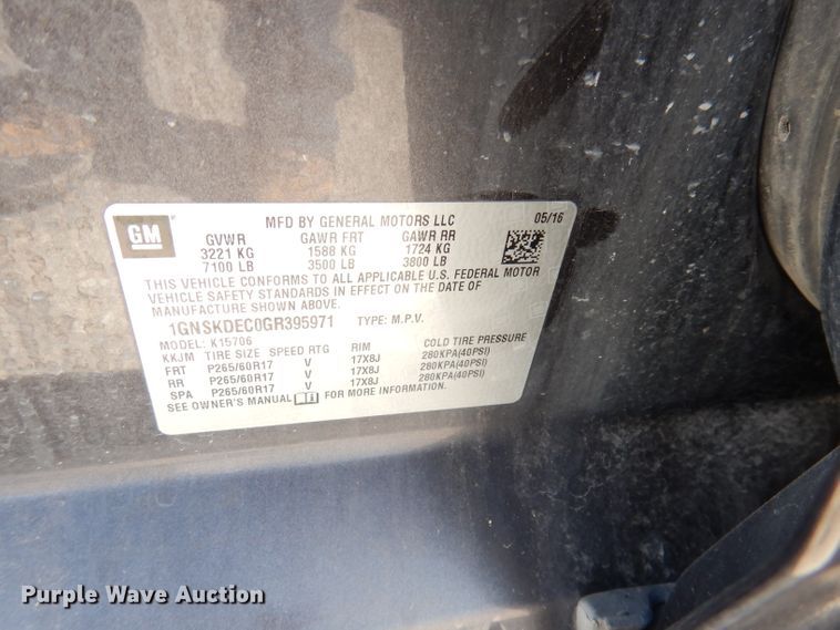 image for item DJ6878 2016 Chevrolet Tahoe Police  SUV