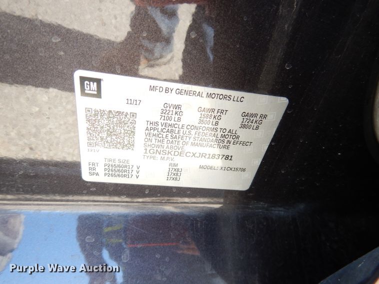 image for item DJ6879 2018 Chevrolet Tahoe Police  SUV