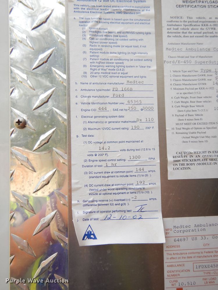 image for item DJ6893 2002 Ford Econoline  ambulance