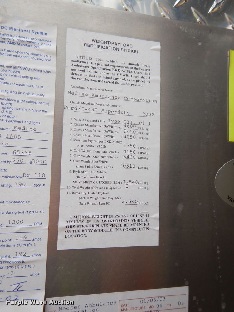 image for item DJ6893 2002 Ford Econoline  ambulance