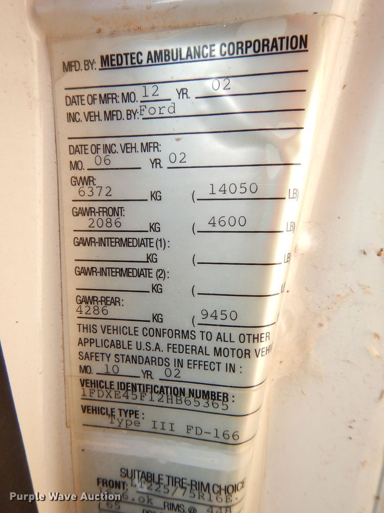 image for item DJ6893 2002 Ford Econoline  ambulance