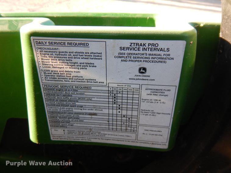 image for item FW9753 John Deere Z370A ZTR lawn mower