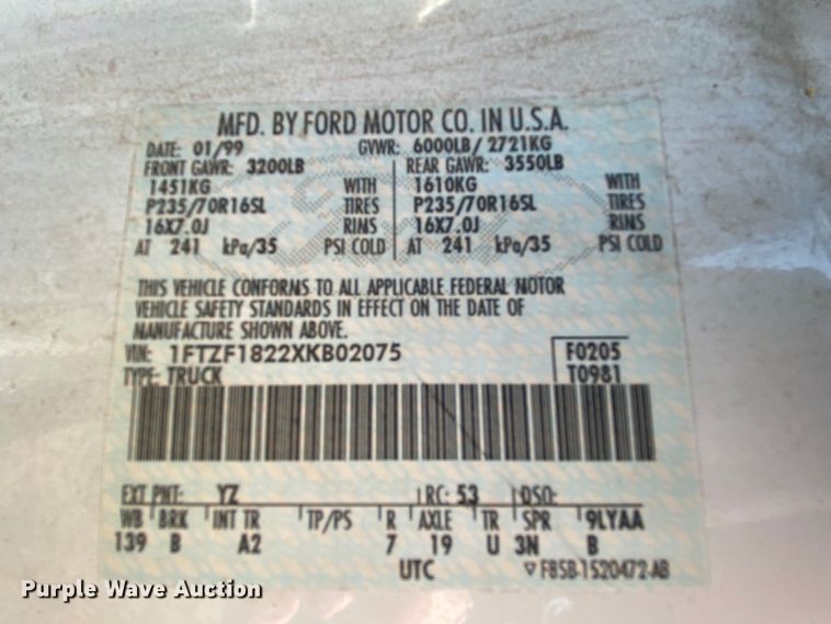 image for item HE9837 1999 Ford F150  pickup truck