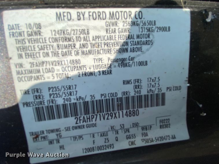 image for item HE9838 2009 Ford Crown Victoria Police Interceptor