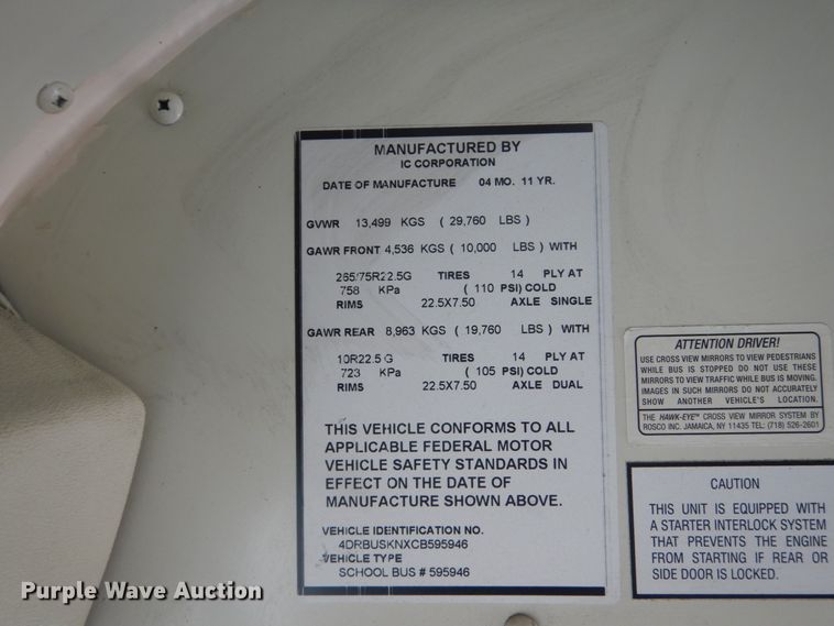 image for item HF9726 2012 International 3000  school bus