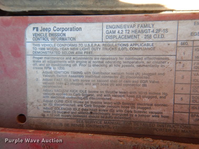 image for item HK9500 1986 Jeep CJ7  SUV