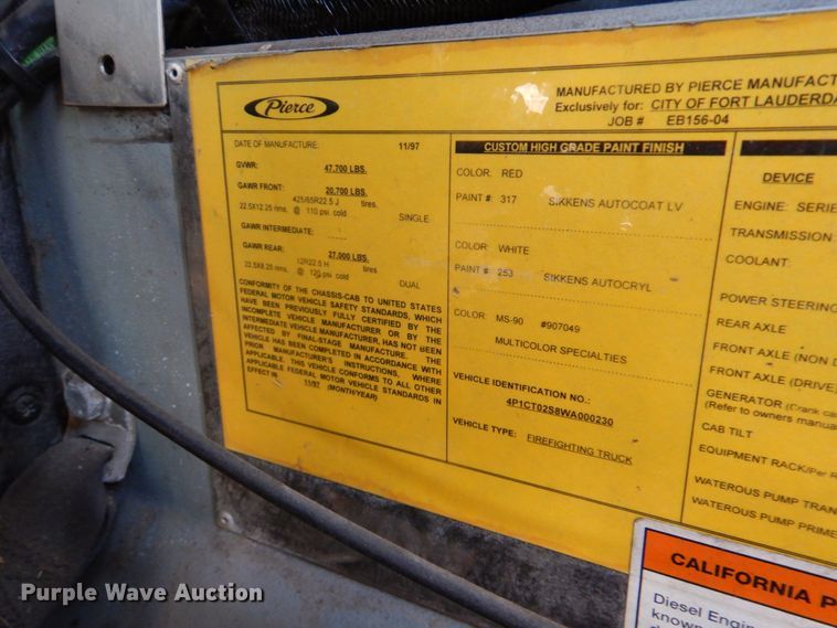 image for item HK9506 1998 Pierce  pumper fire truck