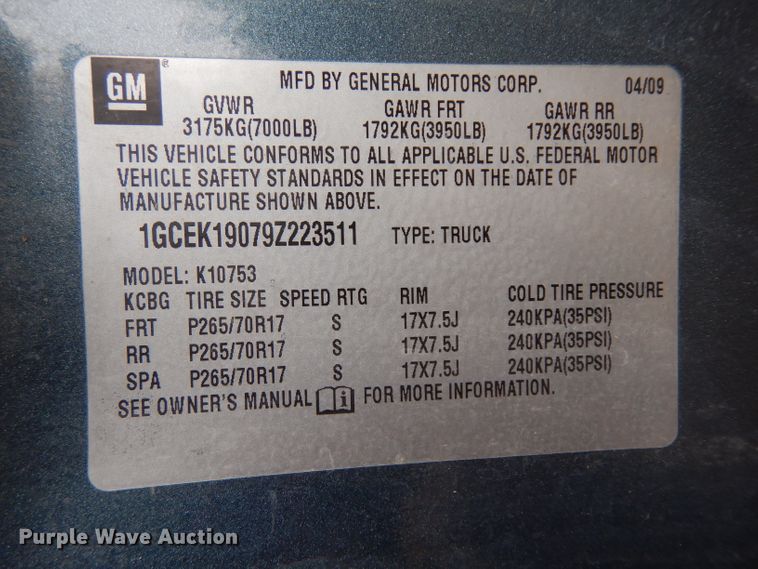 image for item HN9437 2009 Chevrolet Silverado 1500  Ext. Cab pickup truck