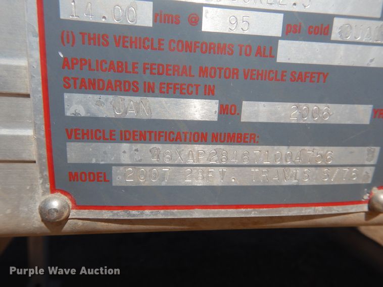 image for item HO9197 2006 Travis Body walking floor trailer