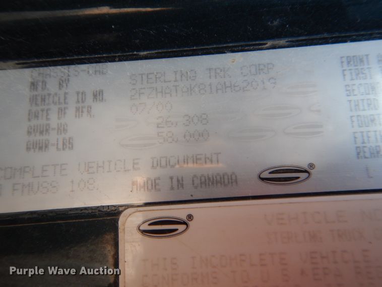 image for item HS9325 2001 Sterling LT7500  dump truck